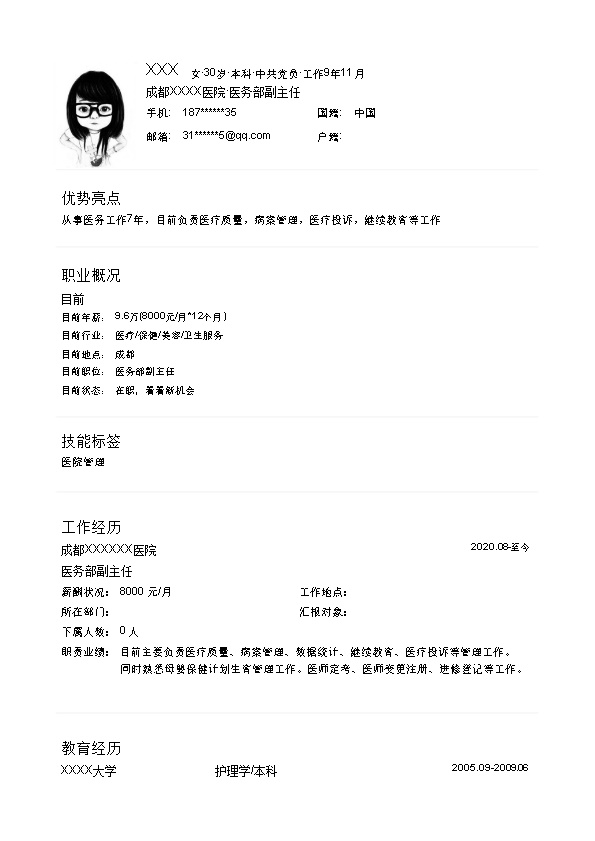 6500_医疗保健美容卫生服务类岗位求职简历模板  - 医疗护理简历模板